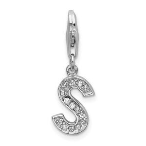 Amore La Vita Sterling Silver Rhodium-plated Polished CZ Letter S Initial Charm